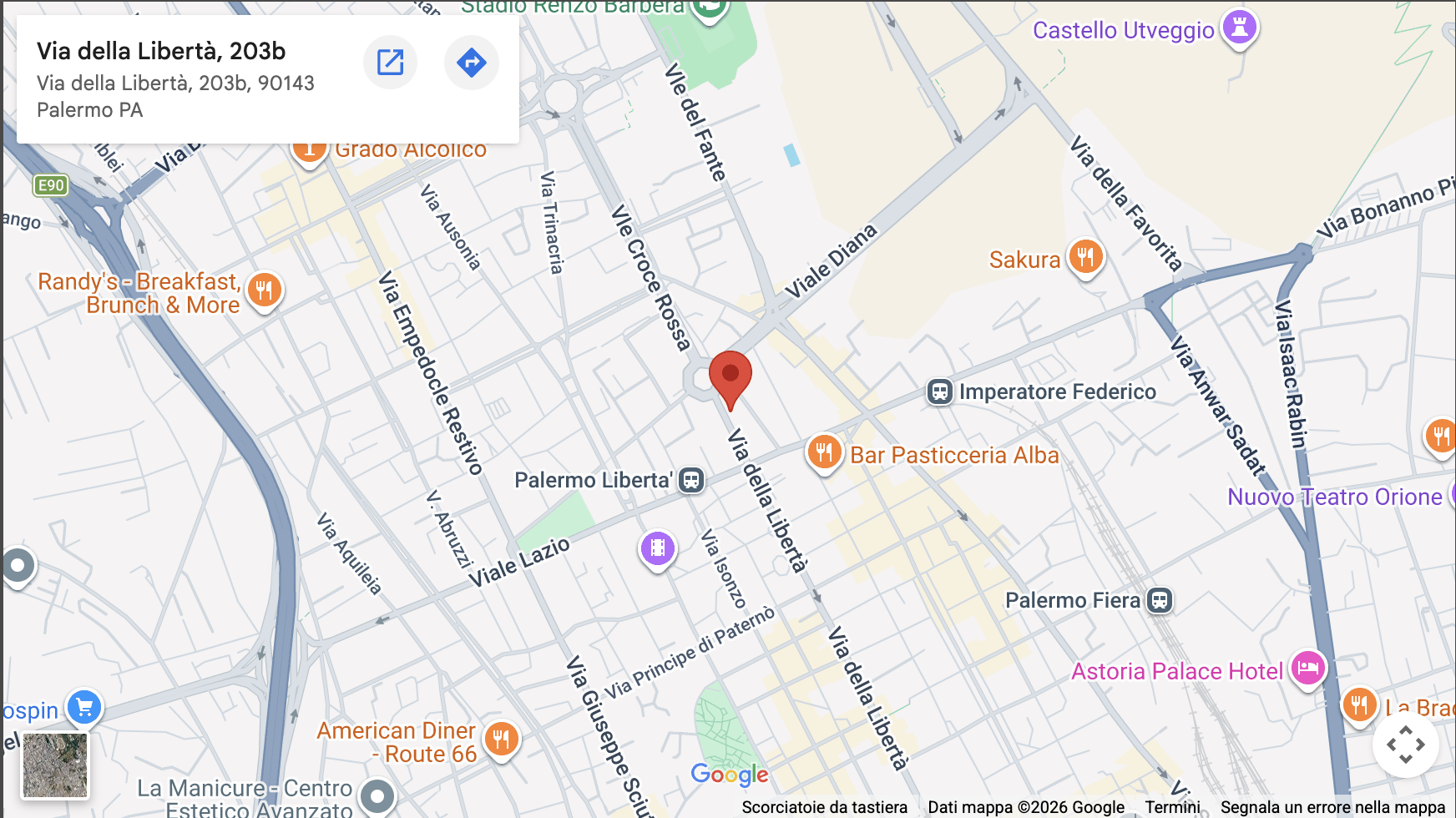 Mappa di Centro Genesy, Via della Libertà 203b, Palermo