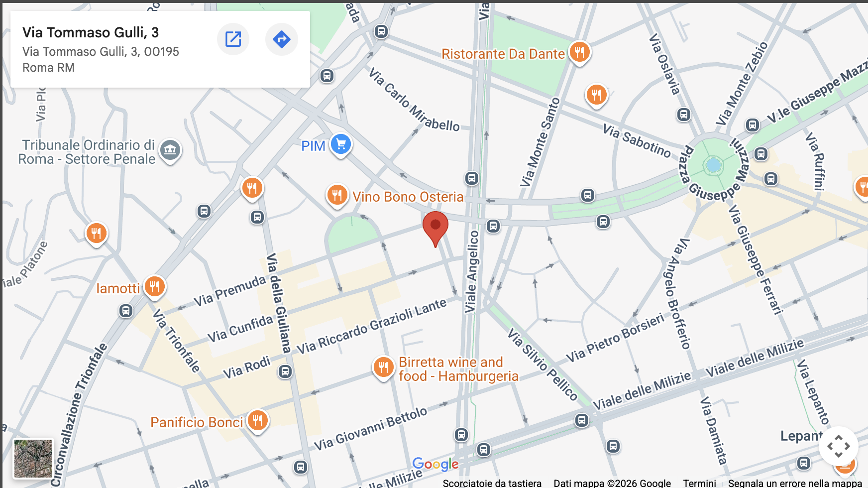 Mappa di Domimedica, Via Tommaso Gulli 3, Roma